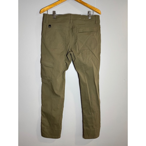 Prana Mens 32W x 32L Straight Fit Cargo Pants Olive Green Outdoor Casual - Picture 3 of 9